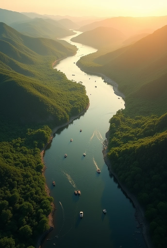 Photo of the Tietê River meeting the Paraná River