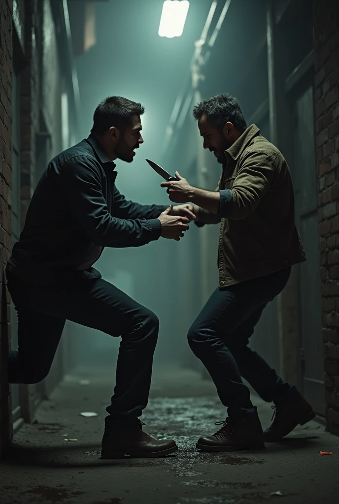 a man kills a man using a knife that is hand held