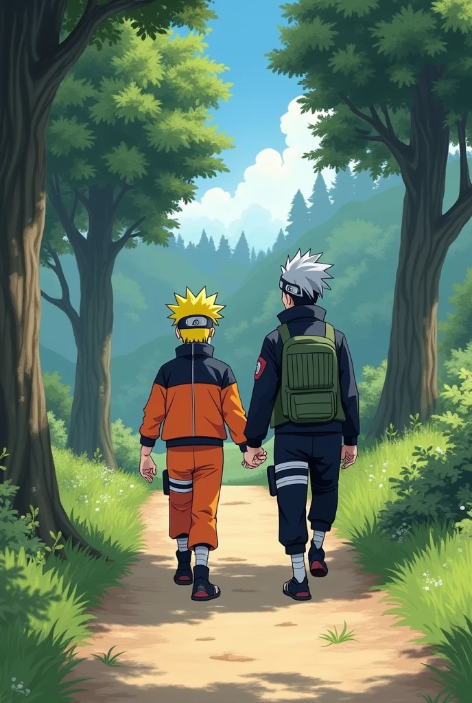 Create Naruto and Kakashi walking together
