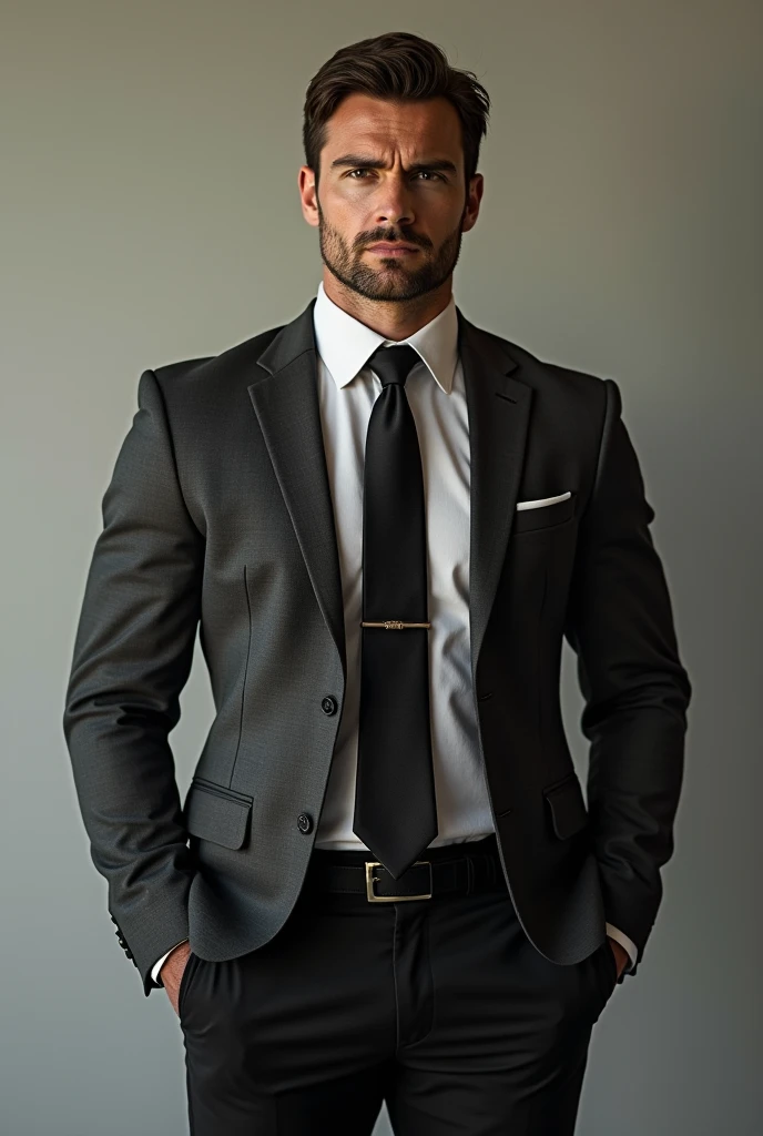 Handsome and serious strong man
