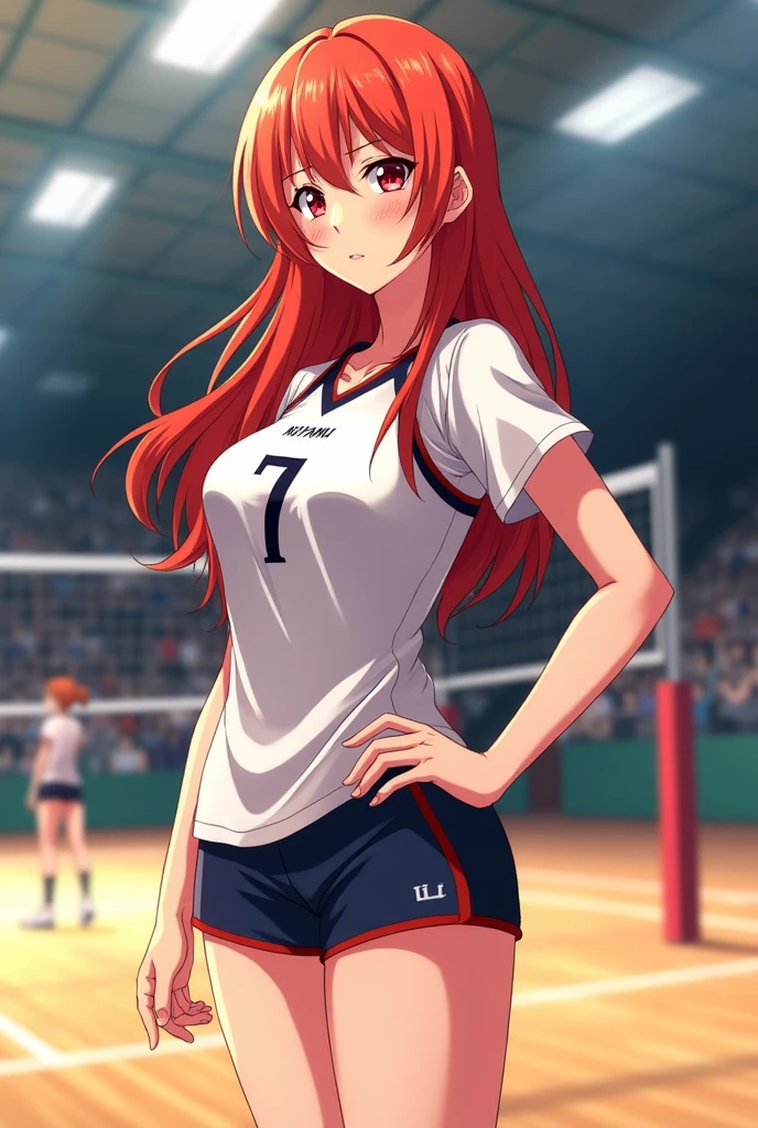 Create a redhead haikyuu oc with Hinata shoyo, and she has the number 7 and her name is Niyama 
