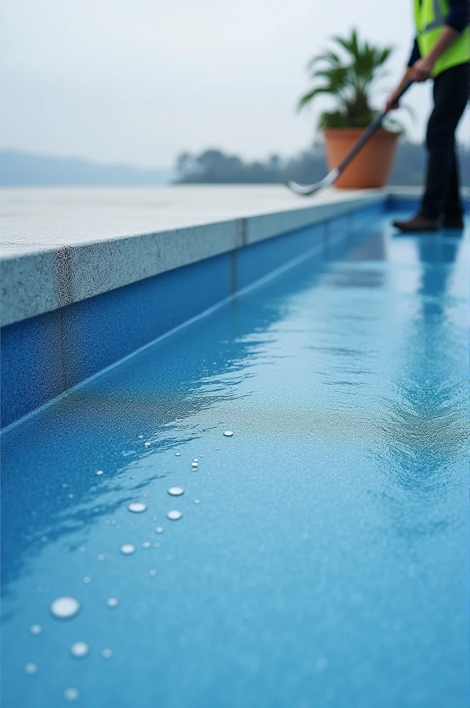 Act as an expert in creating English prompts to generate images. Create an instruction for an artificial intelligence that generates images containing: waterproofing with granulated coating, I need the image for an Instagram post