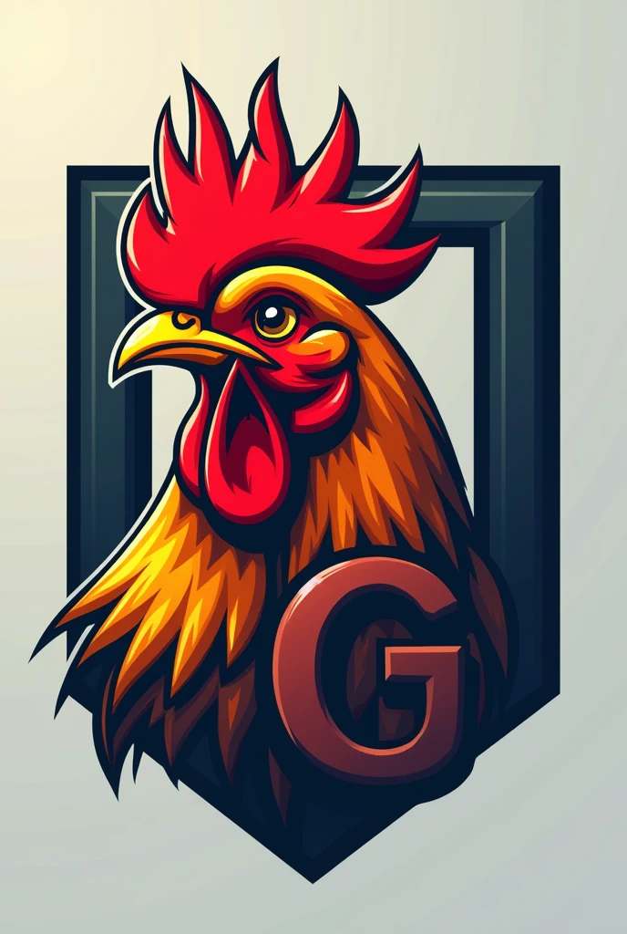 Chicken with letter R and G logo
