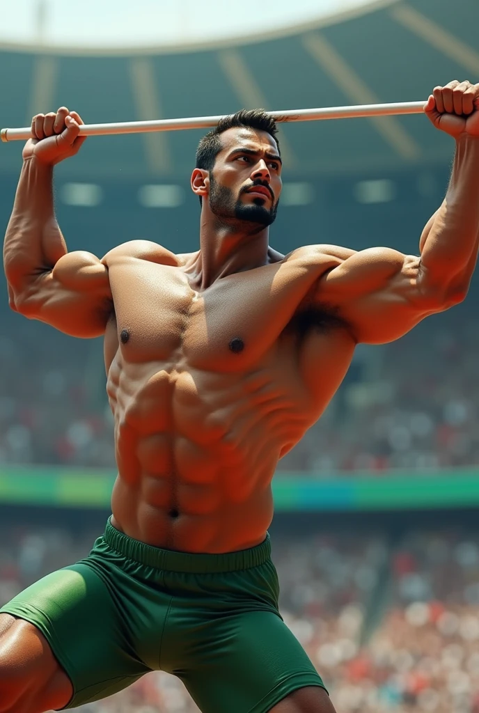 Arshad Nadeem six pack of Pakistan breaking javelin Olympic record