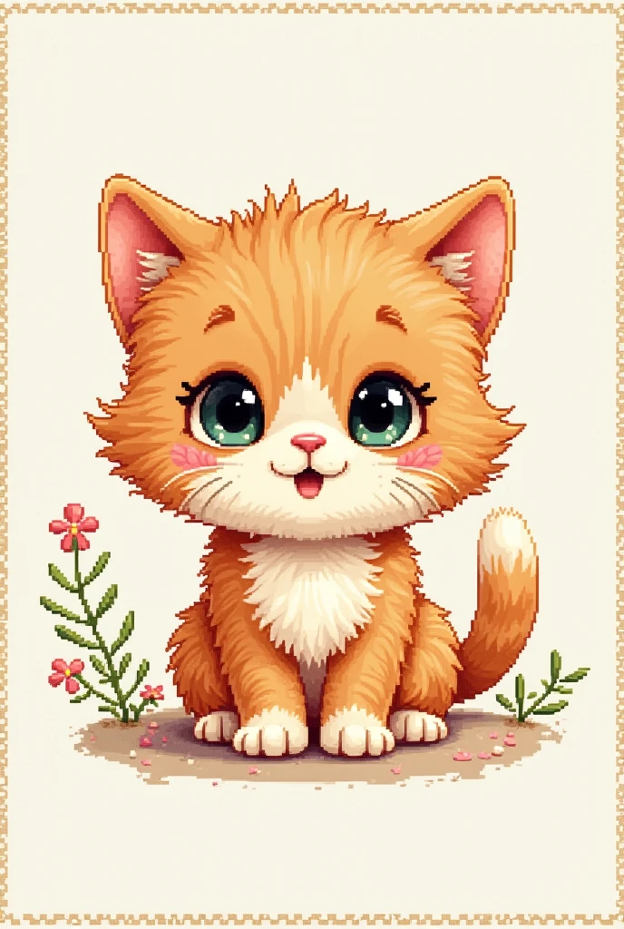 cute little cat , scross stitch pattern