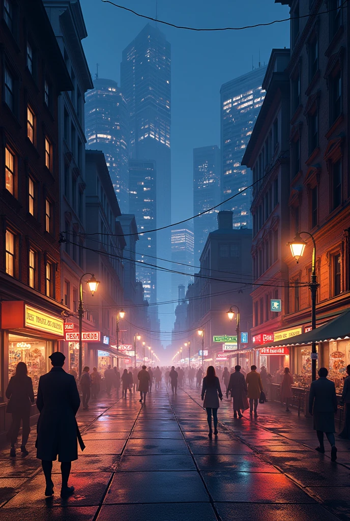 Image of a street at night with beautiful realistic lighting 