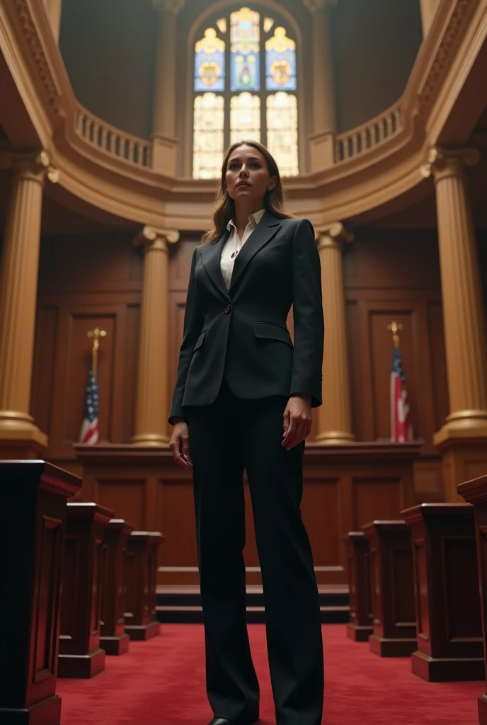 Woman Leader standing in a court room