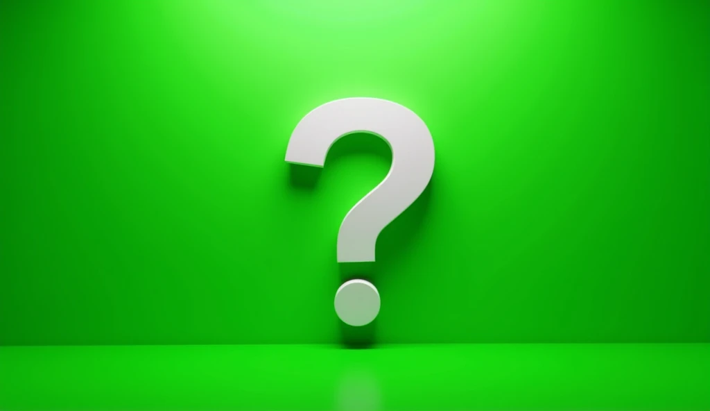 Question mark ❓ written on green background