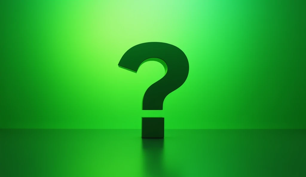 Question mark ❓ written on green background