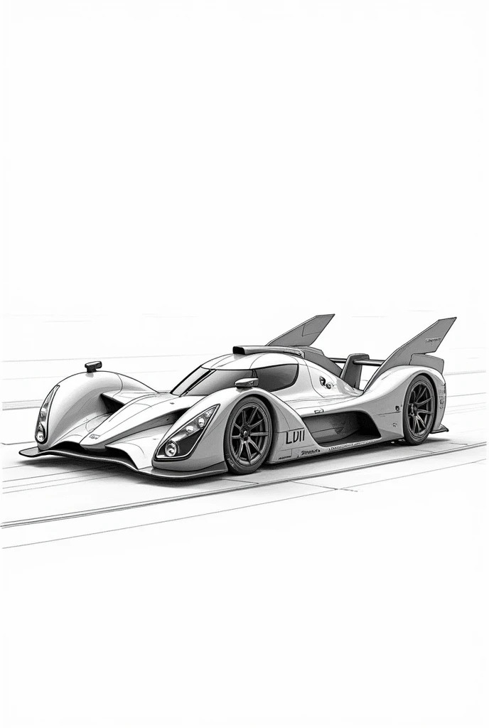 Create a contour drawing of a winged slot car