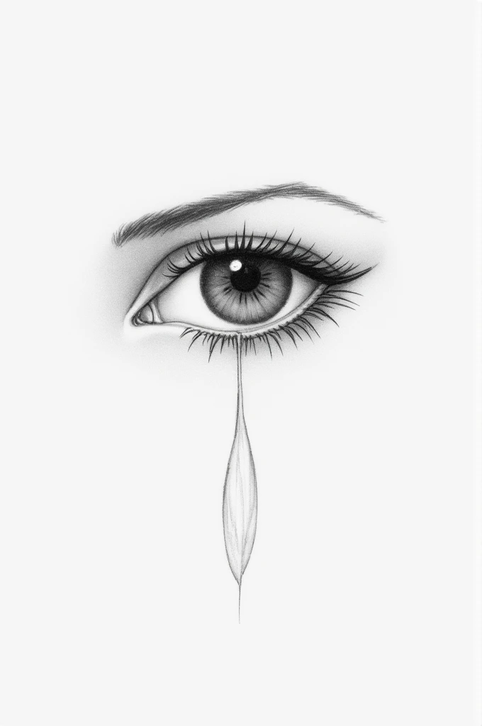 A pencil drawing of a thin almond eye