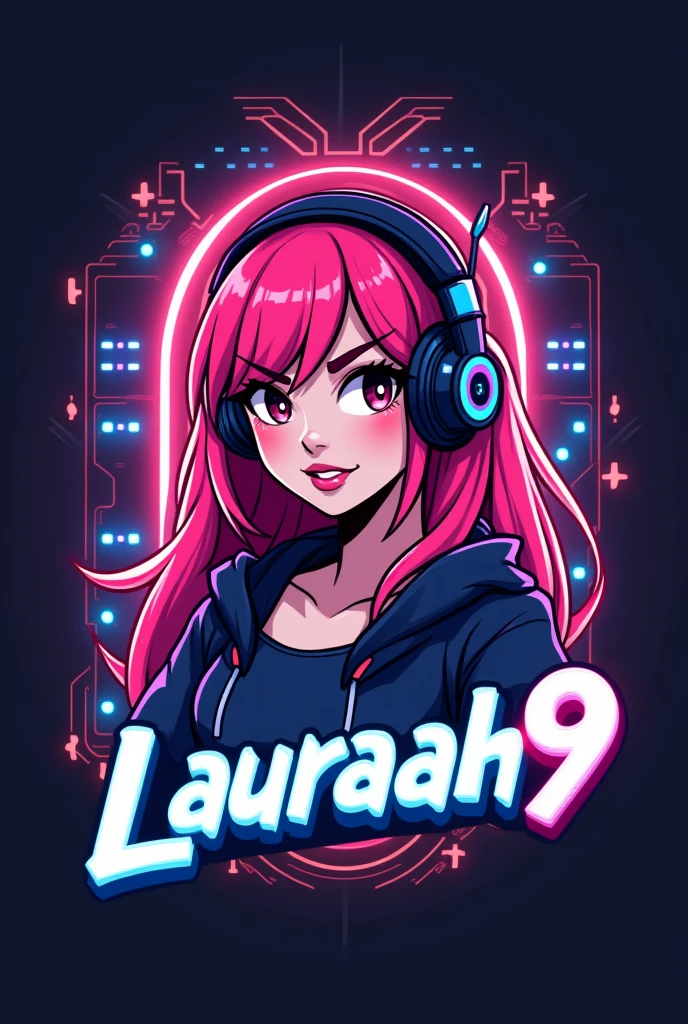 Gamer girl logo with the name lauraah9