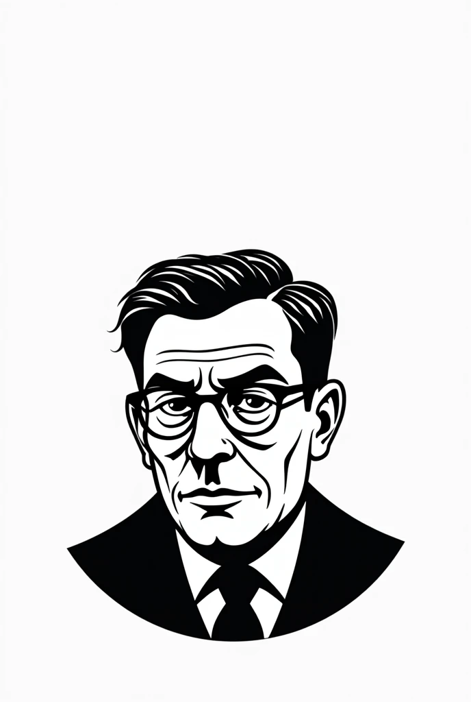 Create a drawing of Max Weber in black and white with a white background in a simpler version