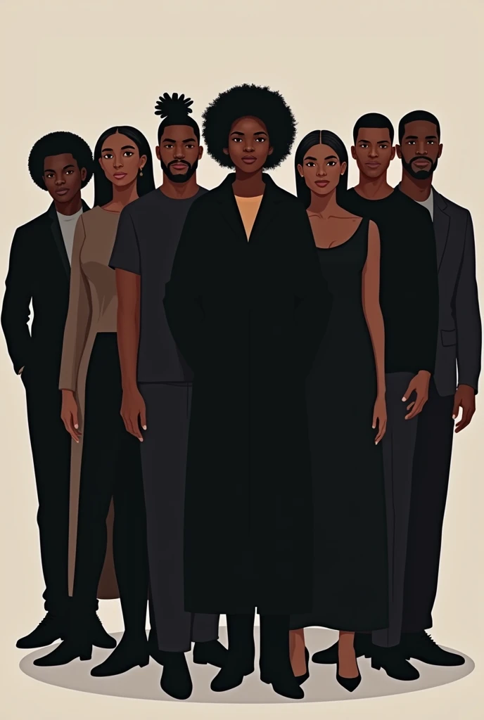 Generate an image of 10 black people in a circle