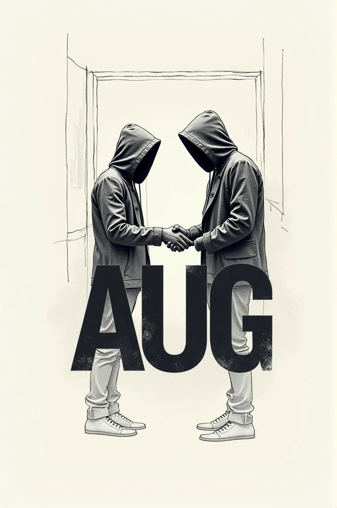 Hoods selling business logo from acronym AUG with thematic lettering and human sketch image