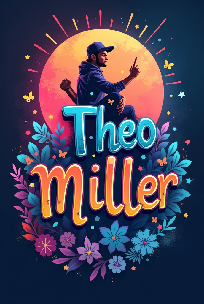 Create the “THEO MILLER” logo with the same style as the Pokémon theme.
