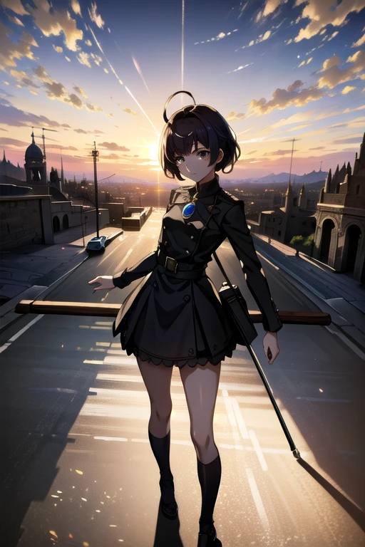 (masterpiece, best quality:1.3) 
MoiraRE, 1girl, solo, short hair, ancient Roman amphitheater, sunset, majestic and timeless with warm light casting long shadows art by Akihiko Yoshida and Greg Rutkowski and Craig Mullins, dark ambient