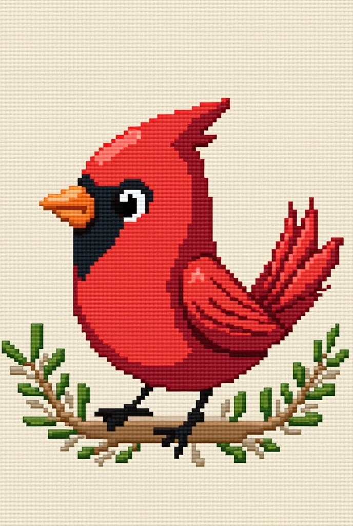 cute little cardinal, scross stitch pattern
