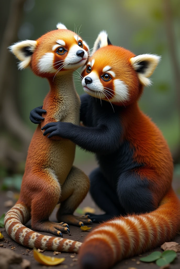 Skinny male Lizard get bondaged by female red panda girl