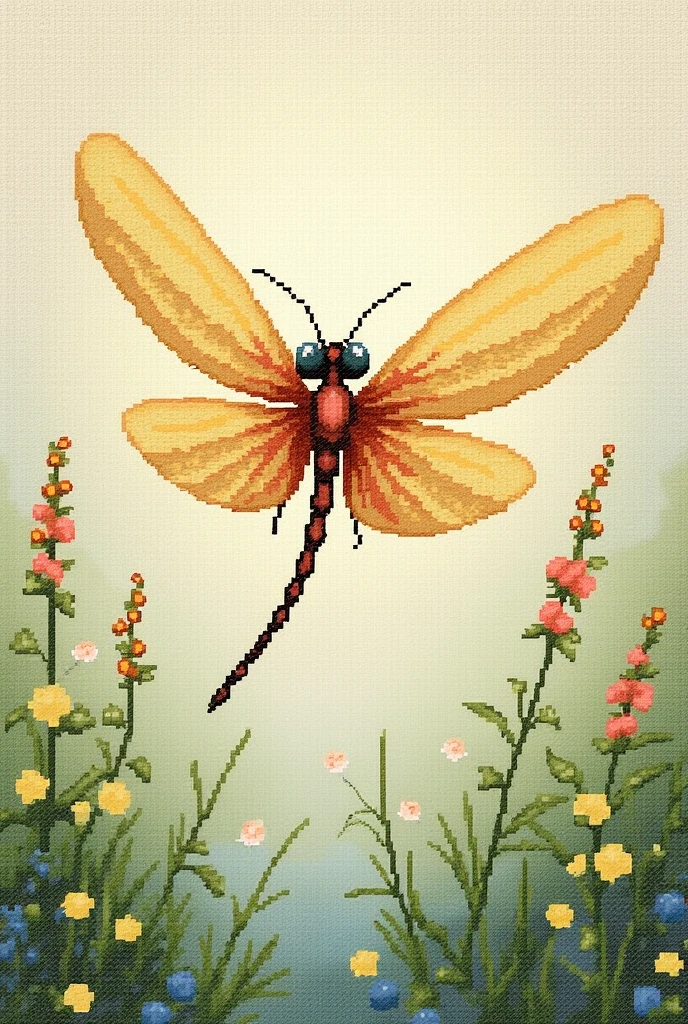 cute little dragonfly, scross stitch pattern
