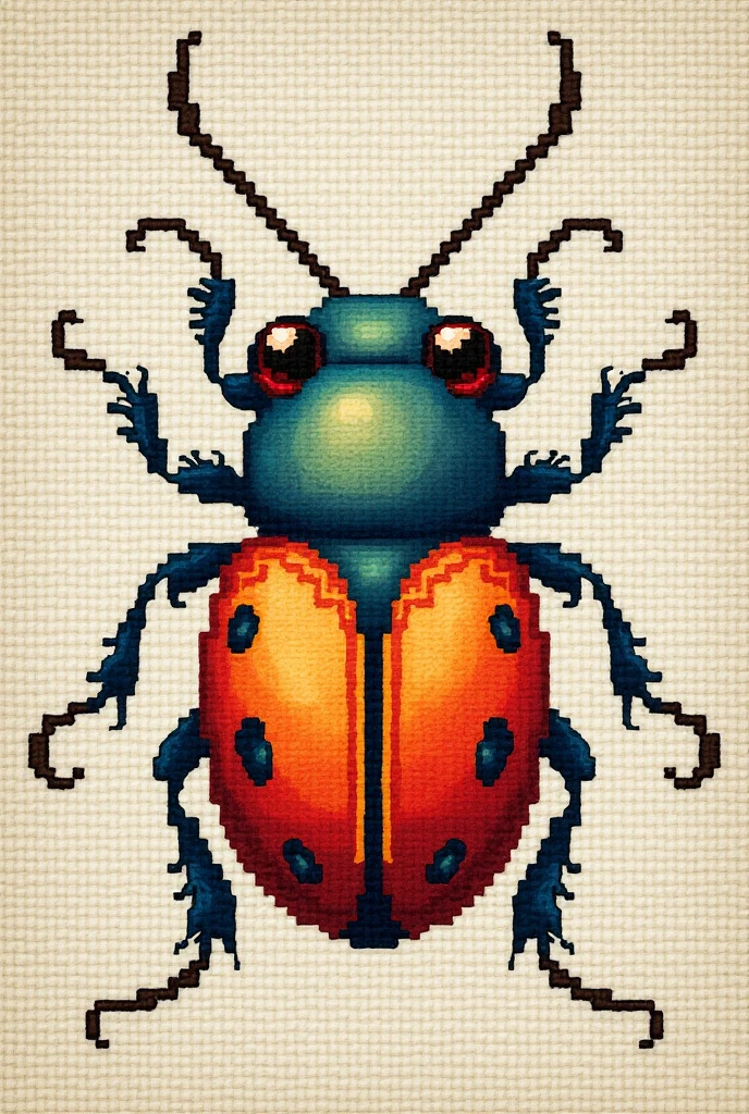 cute little scarabeus, scross stitch pattern
