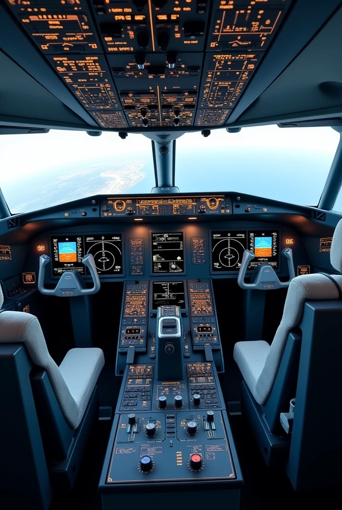 My head in a Boeing 777 cockpit