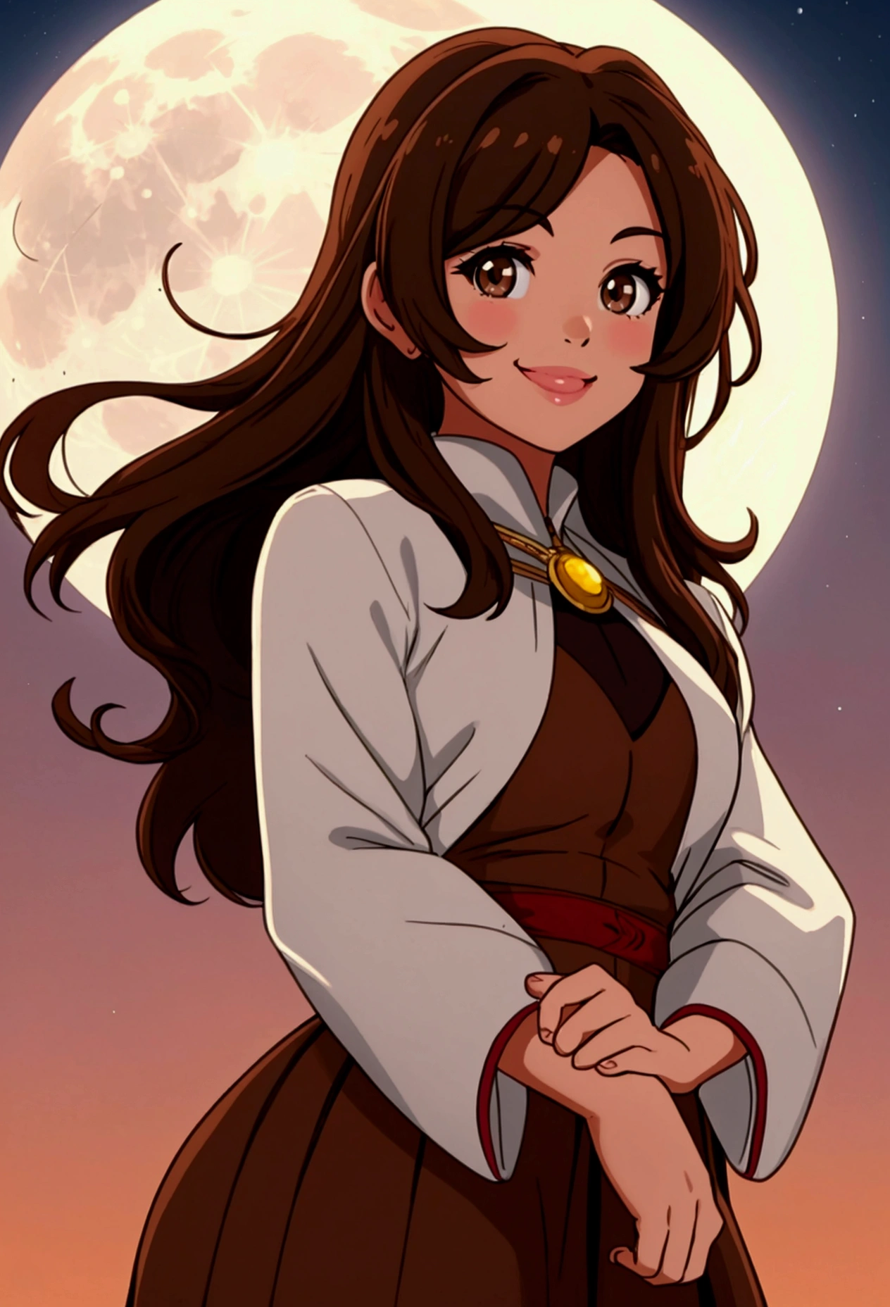 ((cute girl)) ((Brown eyes)) ((smile)) ((full moon)) 