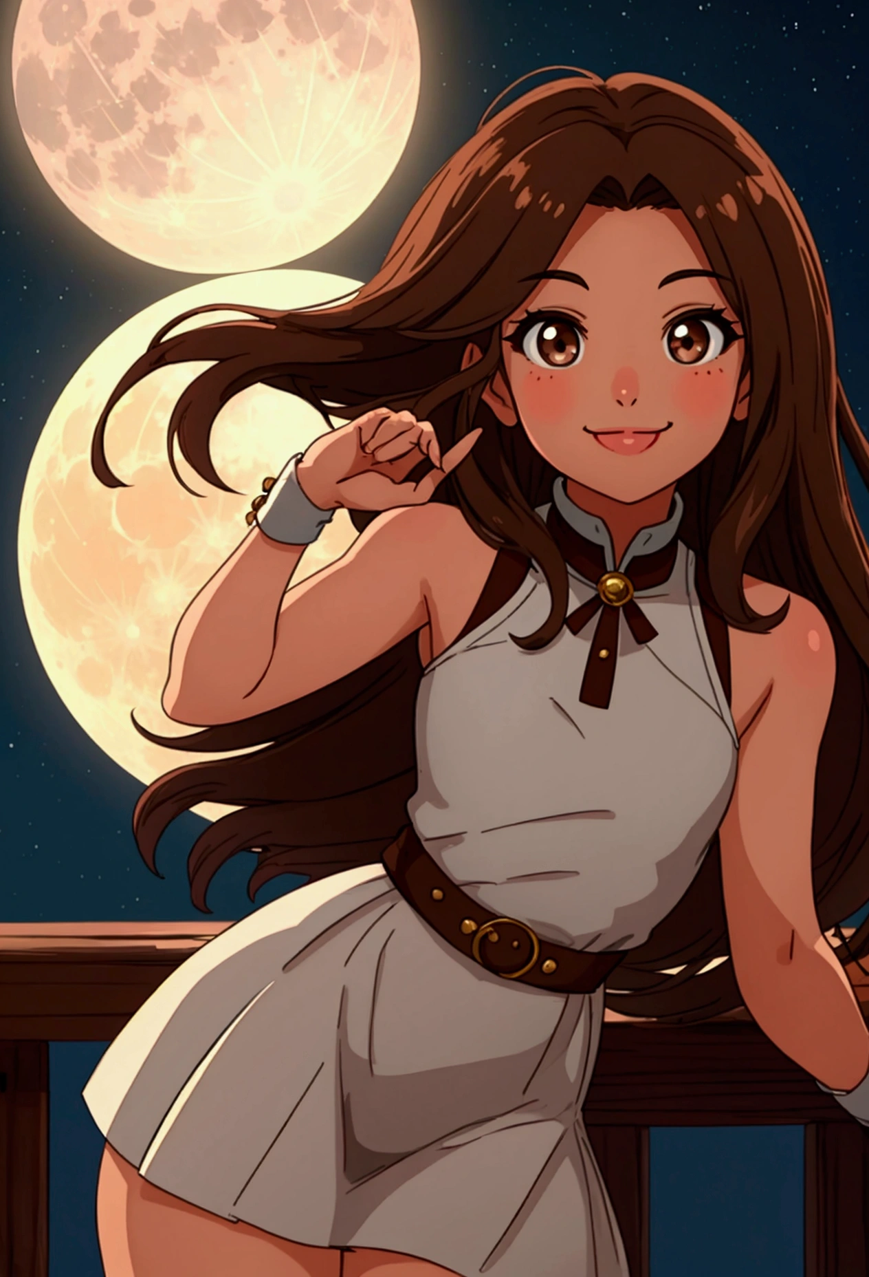 ((cute girl)) ((Brown eyes)) ((smile)) ((full moon))