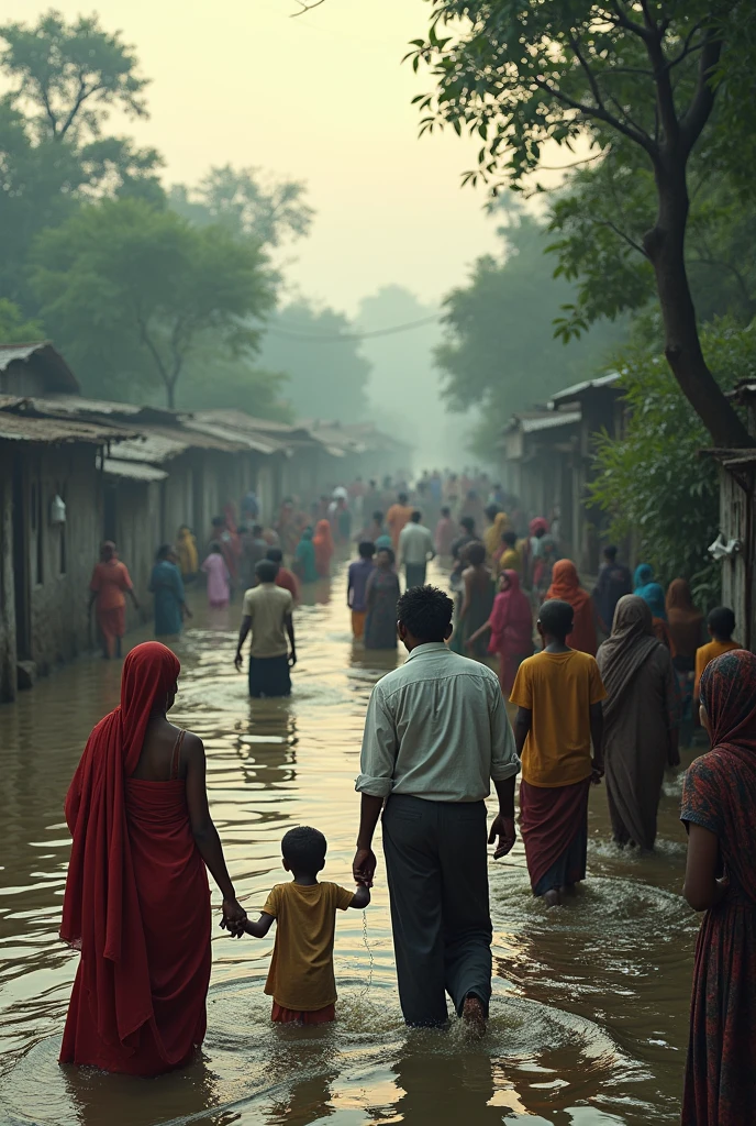 What is the condition of people in flood affected Bangladesh areas? And Brotherly relationship between Hindus and Muslims