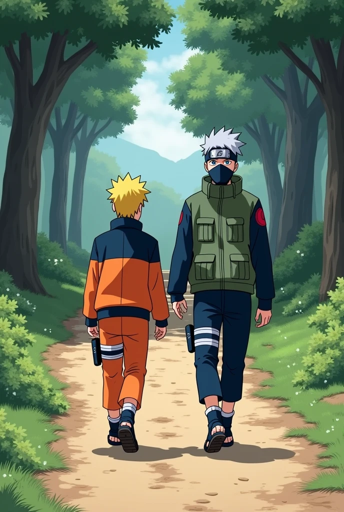 Create Naruto and Kakashi walking together