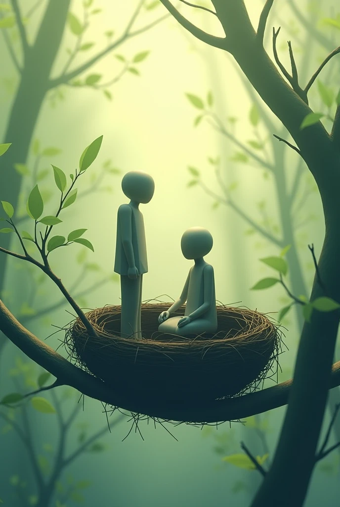 Bird's nest with straight figures