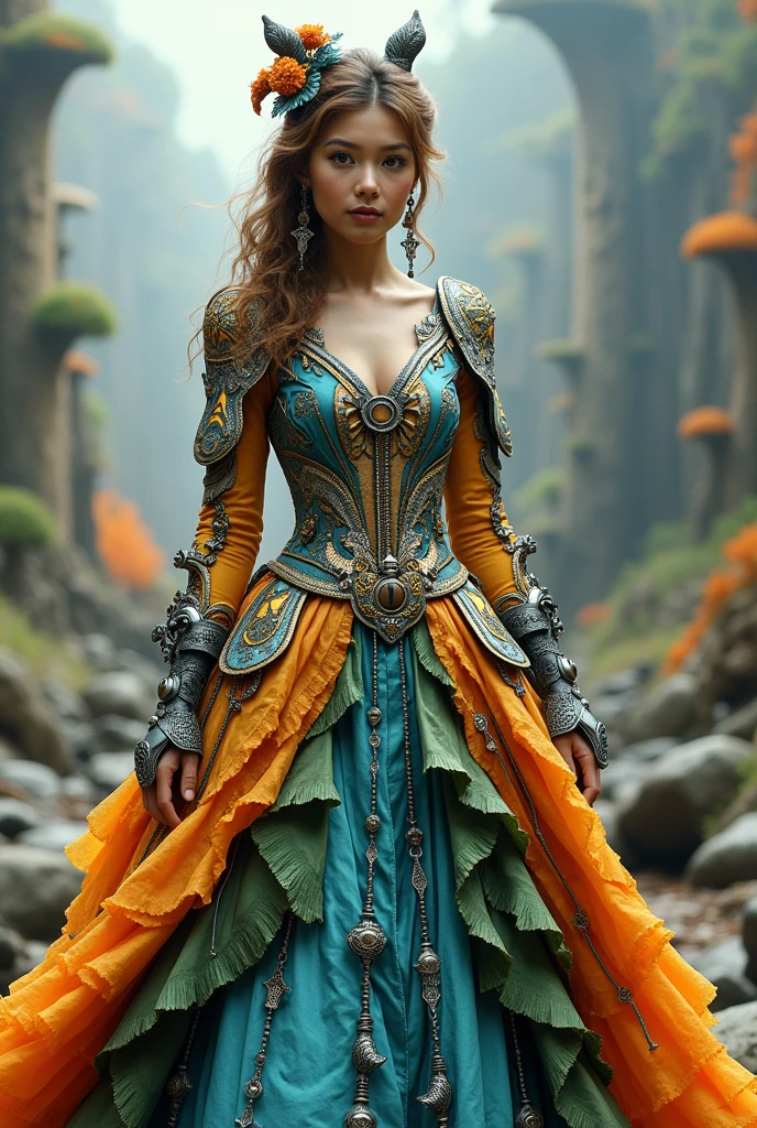 Handmade fantasy dress made from recyclable material to represent the civil engineering career
