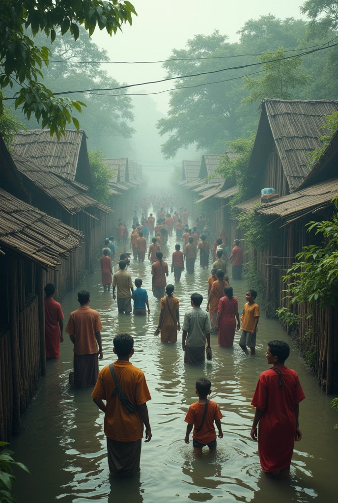 What is the condition of people in flood affected Bangladesh areas? And Brotherly relationship between Hindus and Muslims