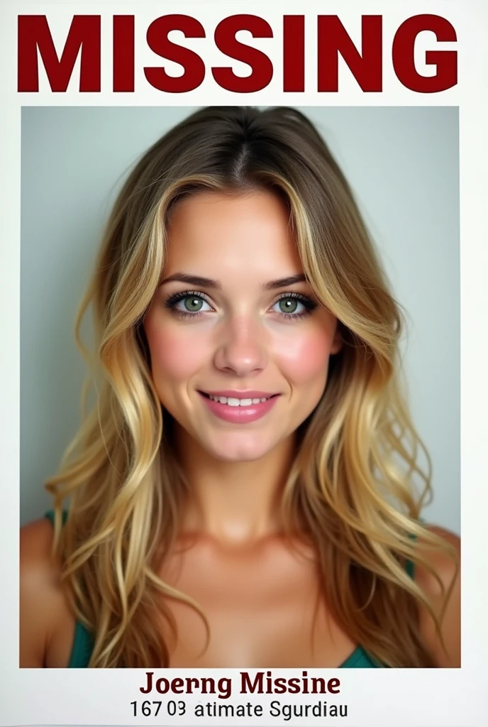 A 3 blonde, green-eyed Canadian woman appears on a missing person poster in 2010