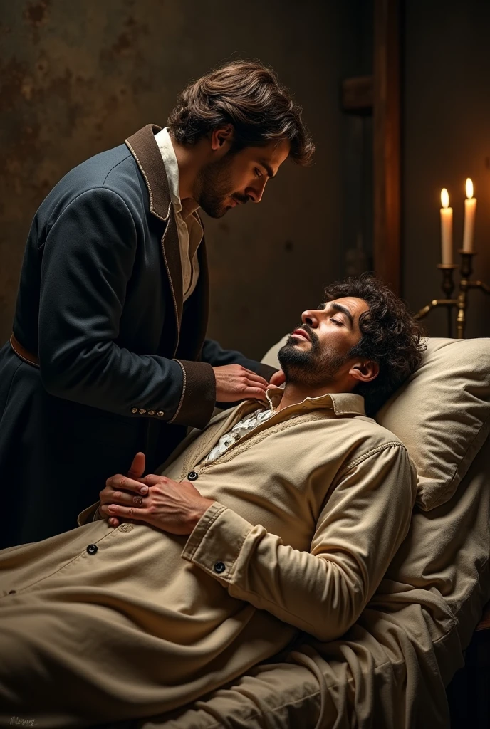 Morte de Jean Valjean**: Weakened, Valjean dies in peace, surrounded by Cosette and Marius. His death symbolizes redemption and sacrifice., closing the narrative of personal transformation and social justice.
