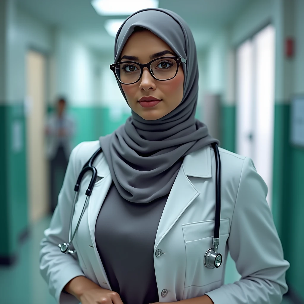 Sexy beautiful Busty Big boobies Hot traditional Pakistani Hijabi doctor wearing glasses