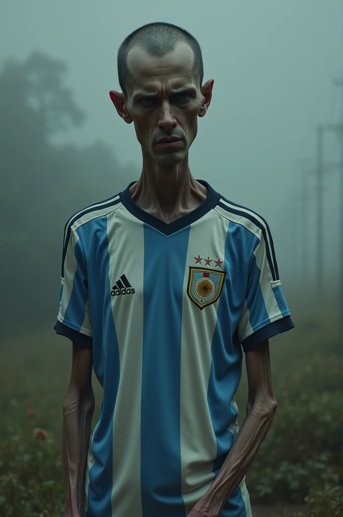 Sad thin man with Argentina shirt 