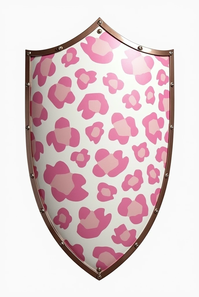 A shield with baby pink and white leopard 