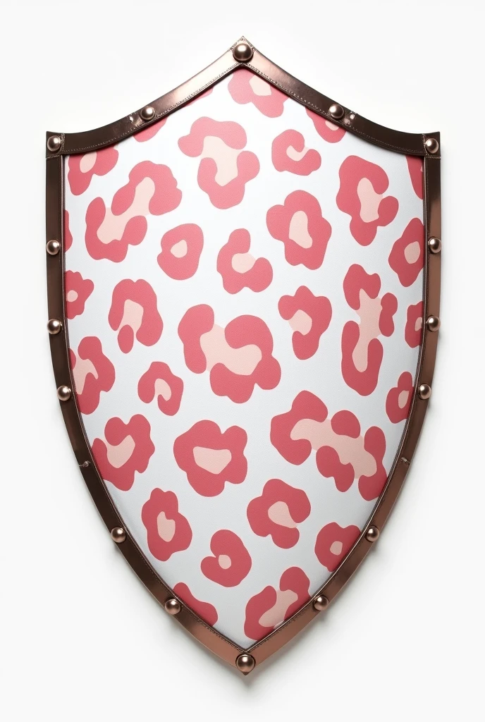 A shield with baby pink and white leopard