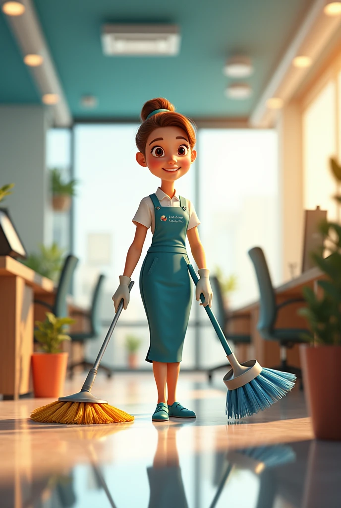 cleaning lady, in a company like cover of pixar