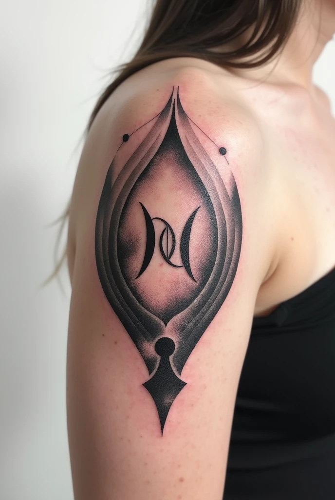 A tattoo that has the Aquarius sign and concave and convex