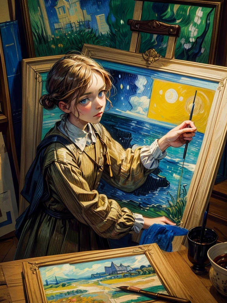 Typical colors and brushstrokes of Vincent Van Gogh, expressionist style Typical colors and brushstrokes of Vincent Van Gogh, expressionist style