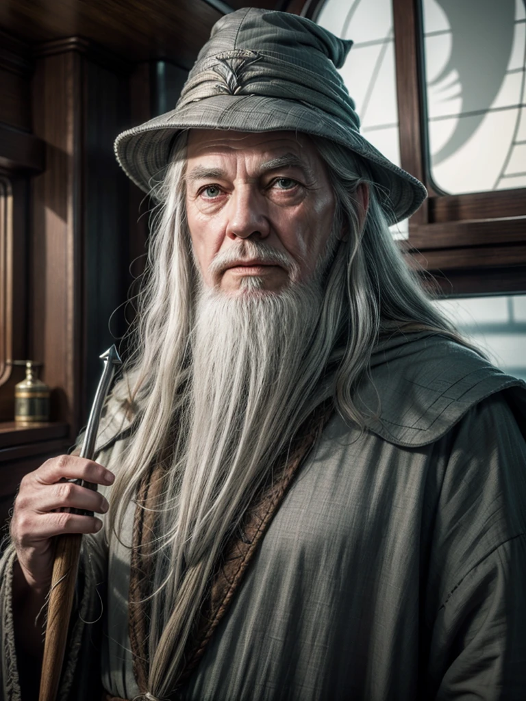 Gandalf with Captain Jack Sparow on the ship 