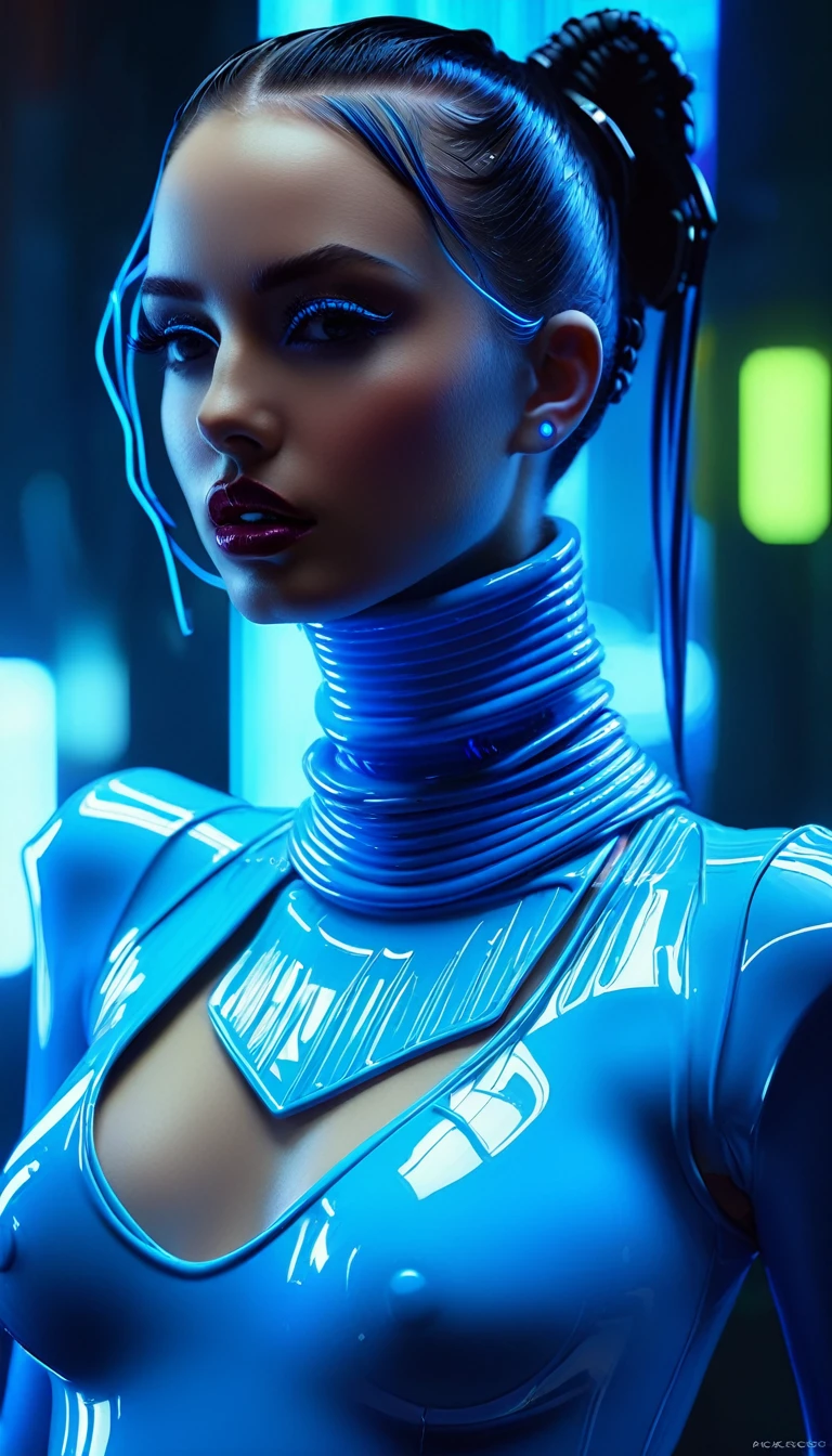doveCam1 in cyber neon lighting, futurism, intricate futuristic jewelry accessories, cyberpunk glossy neon blue latex turtleneck, hyper photorealistic, crispy quality, digital photography, trending in artstation, trending in pinterest, cinematic, 4 k ultra hd, art by pascal blanche, art by greg rutkowski