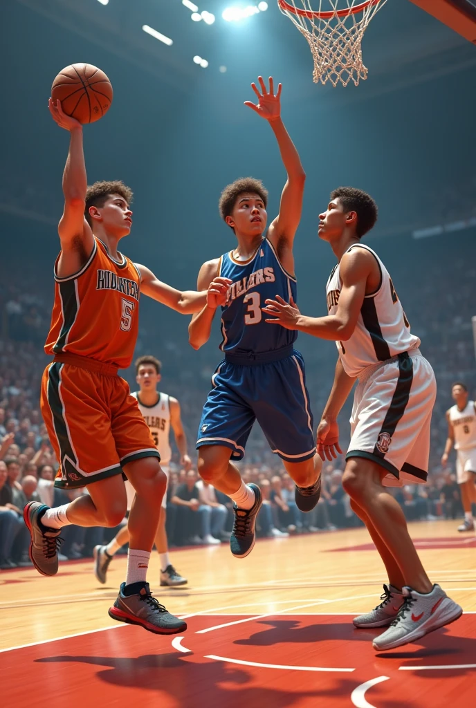 Boys playing a championship on a court
