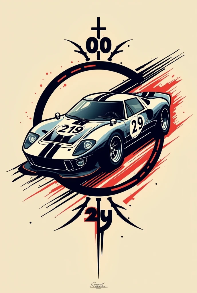 Simplified tattoo number 219 in a mechanical racing style with speed effect for forearm