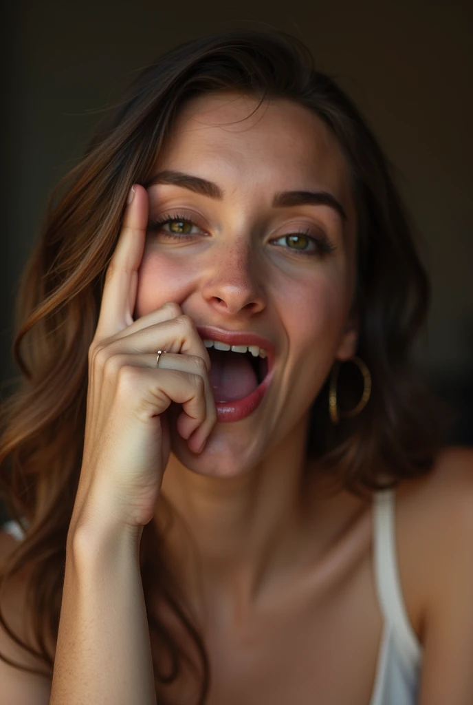 Woman tasting a cock with her mouth