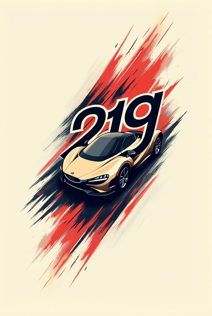 Tatouage simplifiée avec le numero 219 dans un style en rapport avec la course automobiles avec effet de vitesse 