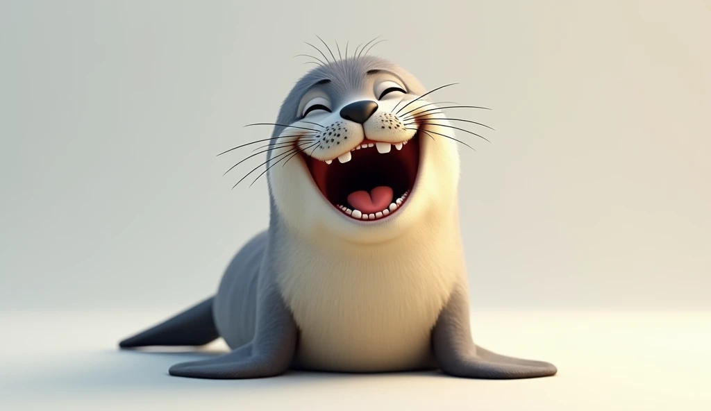 Photorealistic、high resolution、Front view、The seal is laughing、No people、There are no humans
