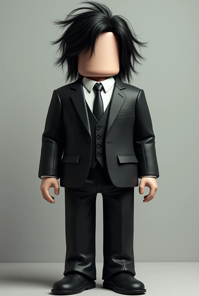 Roblox boy, long black messy hair, formal clothes, tall, handsome, no face
.